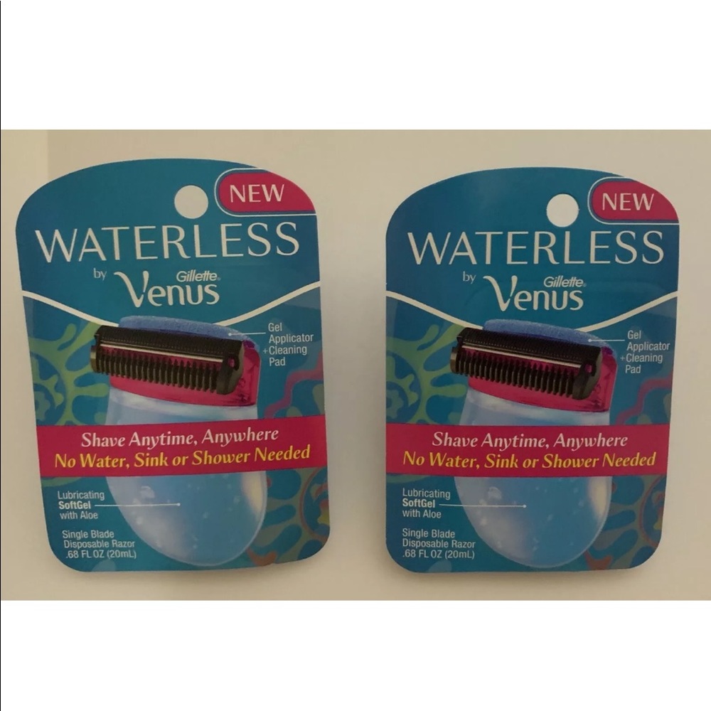 2 Gillette Venus Waterless Razor Shave Travel  NIP